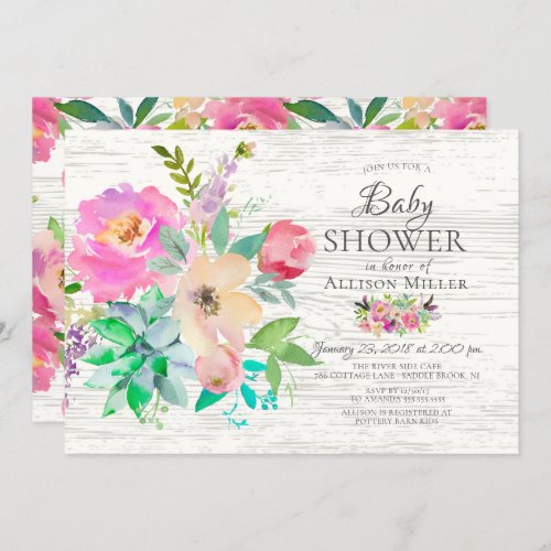 Rustic Colorful Floral BABY Shower Invitations