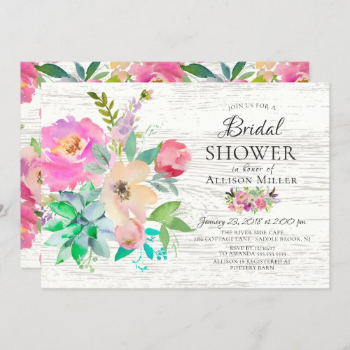 Rustic Colorful Floral Bridal Shower Invitations