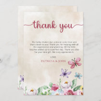Rustic Colorful Floral Butterflies Baby Shower Thank You Card
