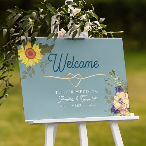 Rustic Colorful Floral Wedding Welcome Poster