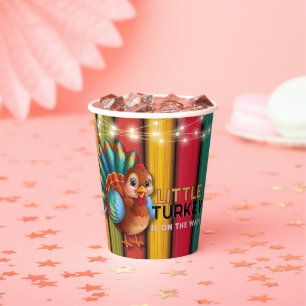 Rustic Colorful Little Turkey Baby Shower Paper Cups