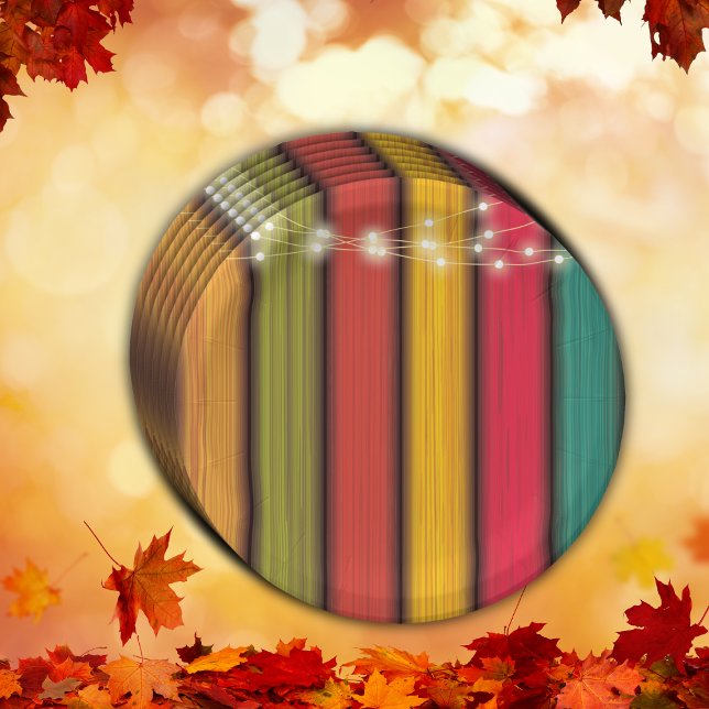 Rustic Colorful Little Turkey Baby Shower Paper Plates (Creator Uploaded)