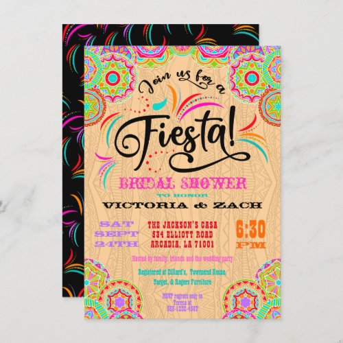 Rustic Colorful Mexican Fiesta Bridal Shower Invitation