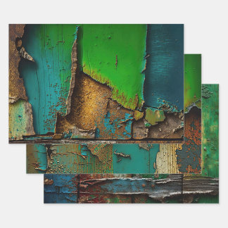 Rustic, Colorful, Peeling Paint,  Wrapping Paper Sheets