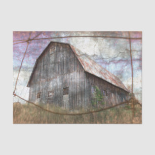 Rustic Colorful Pink Sky Vintage Texture Old Barn Tissue Paper