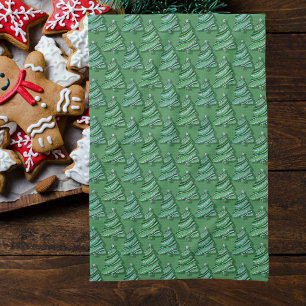 Rustic Colorful Vintage Christmas Tree Pattern Kitchen Towel