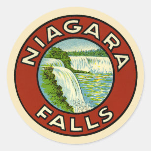 Rustic Colorful Vintage Travel Old Niagara Falls Classic Round Sticker