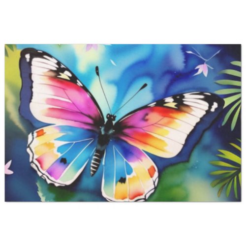 Rustic Colorful Watercolor Butterfly Tissue Paper