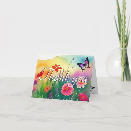 Rustic Colorful Watercolor Thank You Card