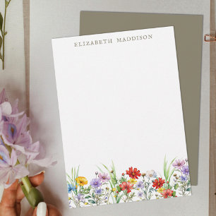 Rustic Colorful Watercolor Wildflowers Floral  Note Card