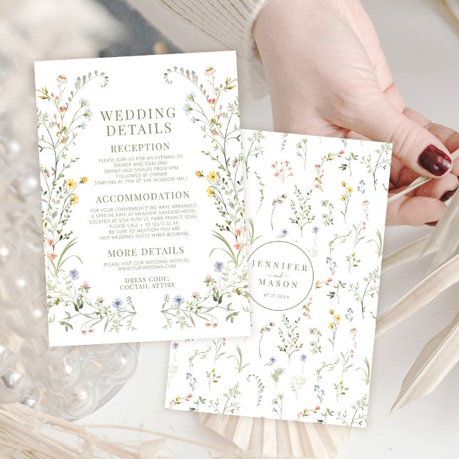 Rustic Colorful Wildflower Wedding Details Cards (Creator Uploaded)