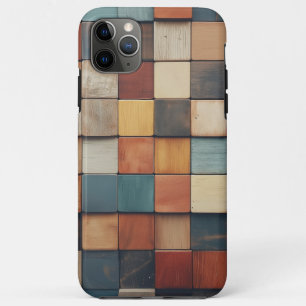 Rustic Colorful Wooden Blocks Pattern iPhone 11 Pro Max Case
