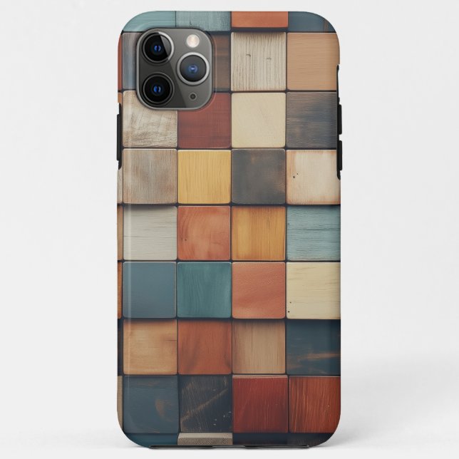 Rustic Colorful Wooden Blocks Pattern Case-Mate iPhone Case (Back)