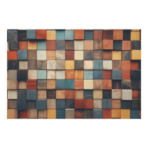 Rustic Colorful Wooden Blocks Pattern Photo Print