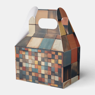 Rustic Colorful Wooden Blocks Pattern Watch Favor Boxes