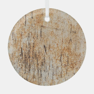 Rustic colors intertwine in corroded metal texture glass ornament