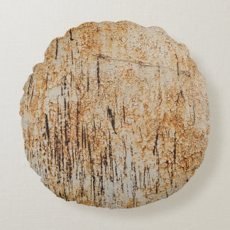 Rustic colors intertwine in corroded metal texture round pillow