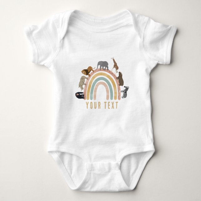 Rustic Colors Rainbow Jungle Animals  Baby Bodysuit (Front)