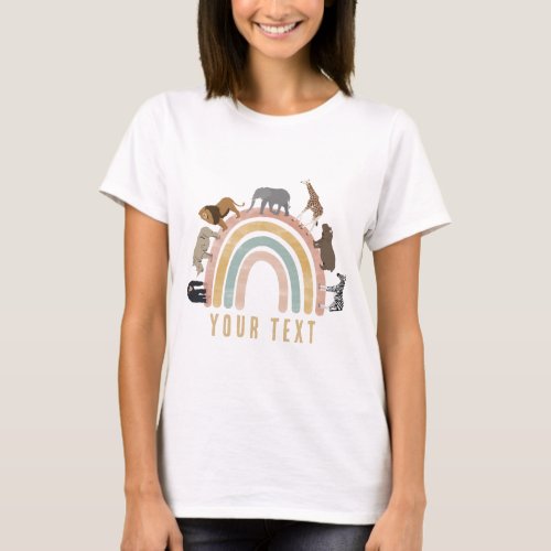 Rustic Colors Rainbow Jungle Animals  T_Shirt