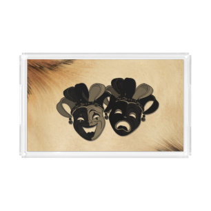 Rustic Comedy and Tragedy Theater Design Acrylic Tray