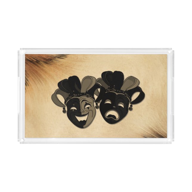 Rustic Comedy and Tragedy Theater Design Acrylic Tray (Front)