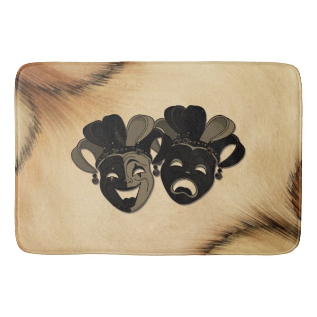Rustic Comedy and Tragedy Theater Design Bath Mat (Front)
