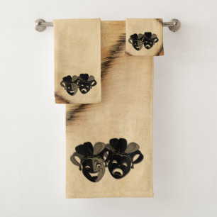 Rustic Comedy and Tragedy Theater Design Bath Towel Set