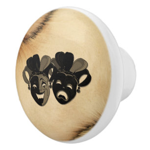 Rustic Comedy and Tragedy Theater Design Ceramic Knob
