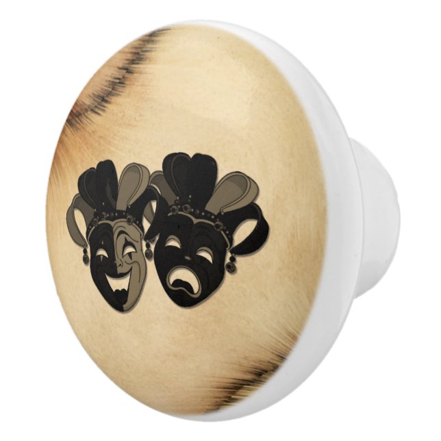 Rustic Comedy and Tragedy Theater Design Ceramic Knob (Right)