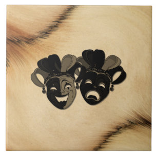 Rustic Comedy and Tragedy Theater Design Ceramic Tile