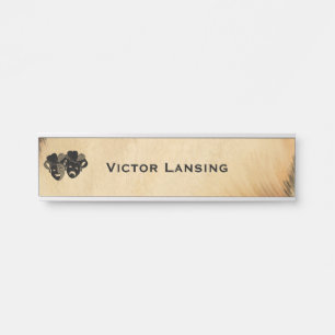 Rustic Comedy and Tragedy Theater Design Door Sign