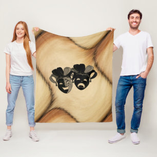 Rustic Comedy and Tragedy Theater Design Fleece Blanket