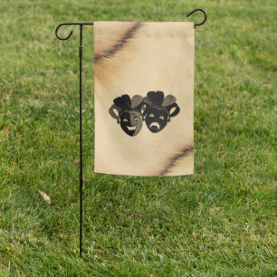 Rustic Comedy and Tragedy Theater Design Garden Flag