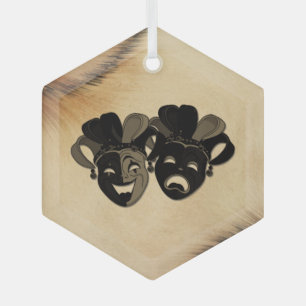 Rustic Comedy and Tragedy Theater Design Glass Ornament
