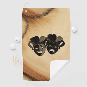 Rustic Comedy and Tragedy Theater Design Golf Towel