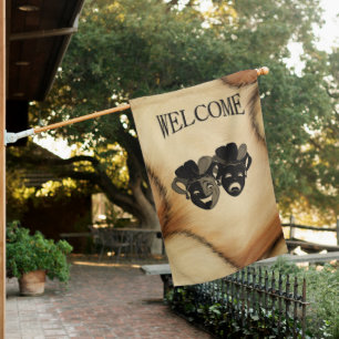 Rustic Comedy and Tragedy Theater Design House Flag