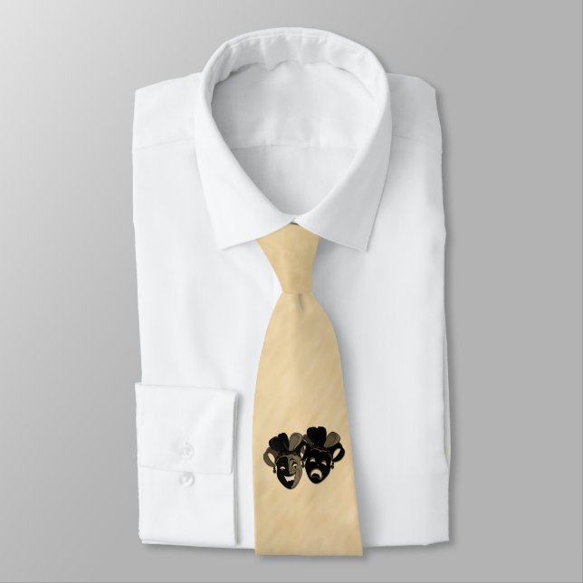 Rustic Comedy and Tragedy Theater Design Neck Tie (Tied)