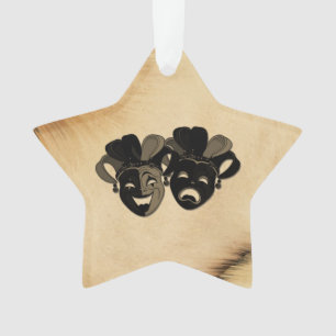 Rustic Comedy and Tragedy Theater Design Ornament