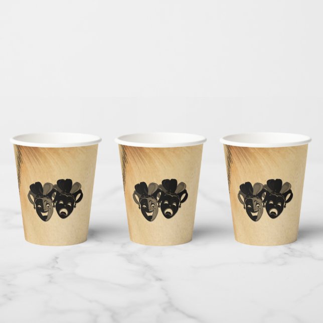 Rustic Comedy and Tragedy Theater Design Paper Cups (Multi)