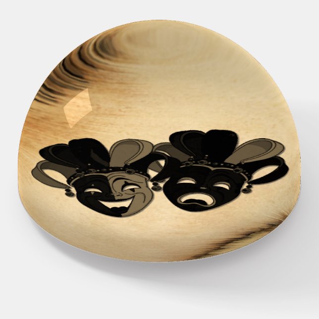 Rustic Comedy and Tragedy Theater Design Paperweight (Angled)