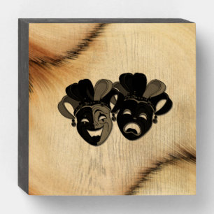 Rustic Comedy and Tragedy Theater Design Ping Pong Wooden Box Sign