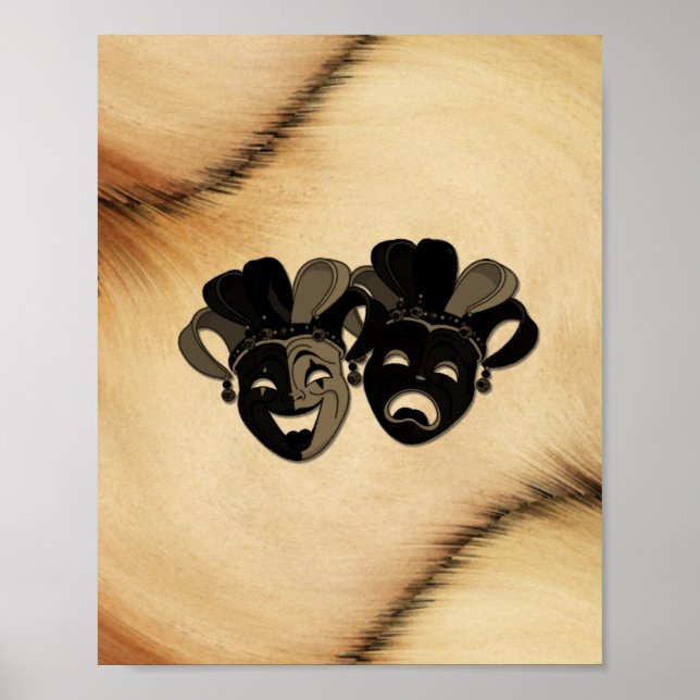 Rustic Comedy and Tragedy Theater Design Poster (Front)