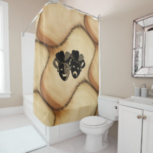 Rustic Comedy and Tragedy Theater Design Shower Curtain