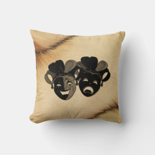 Rustic Comedy and Tragedy Theater Design Throw Pillow