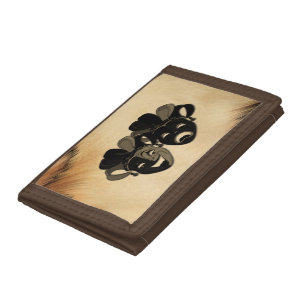 Rustic Comedy and Tragedy Theater Design Trifold Wallet