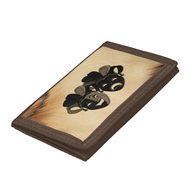 Rustic Comedy and Tragedy Theater Design Trifold Wallet (Bottom)