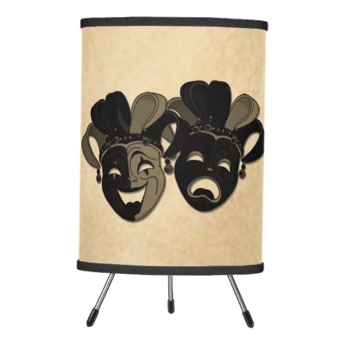Rustic Comedy and Tragedy Theater Design Tripod Lamp