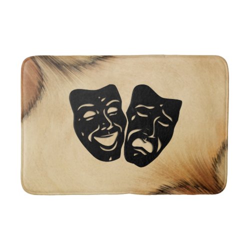 Rustic Comedy and Tragedy Theater Masks Bath Mat