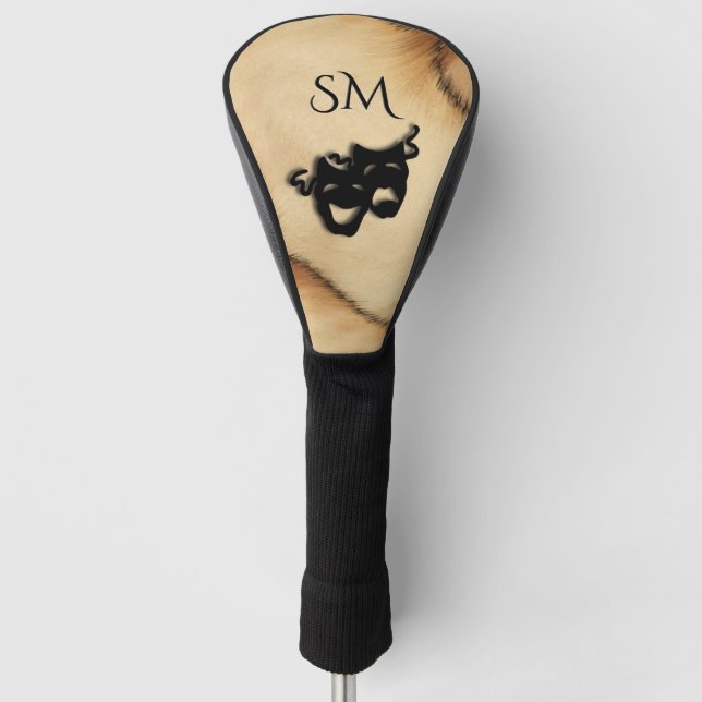 Rustic Comedy and Tragedy Theater Masks Golf Head Cover (Front)