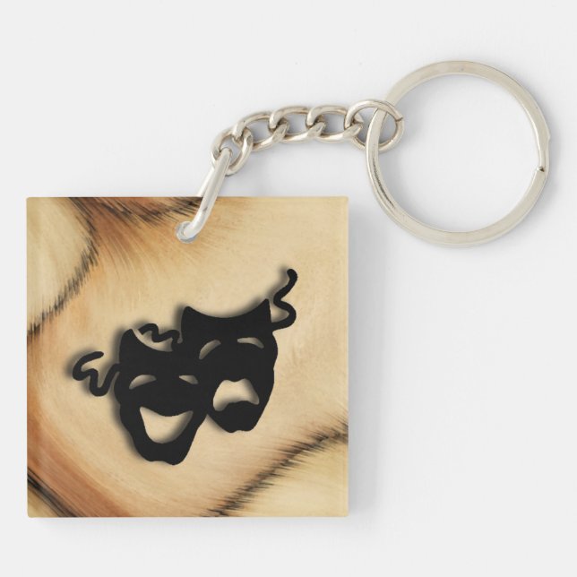Rustic Comedy and Tragedy Theater Masks Keychain (Back)
